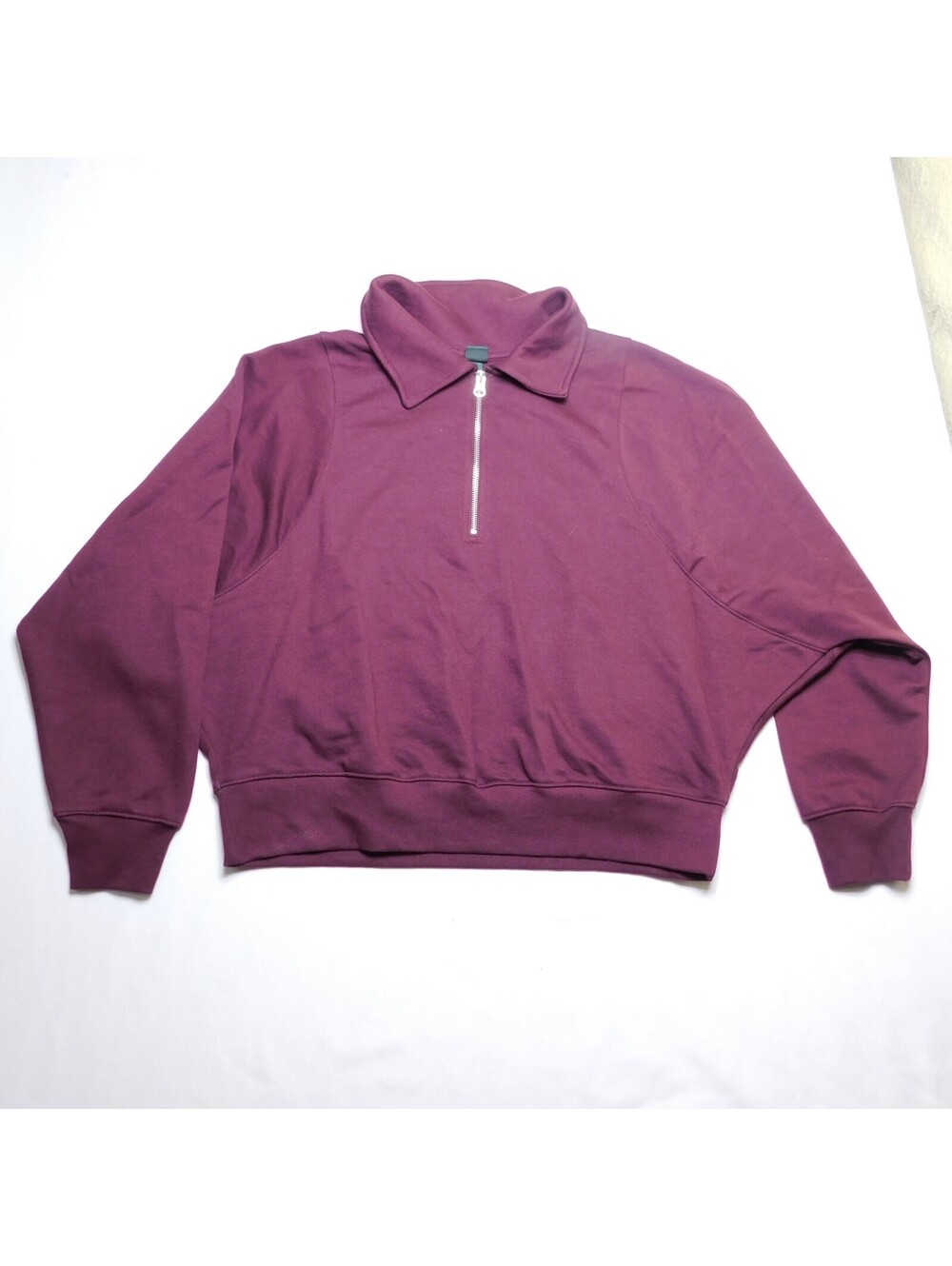 Wild Fable Womens XL Maroon Crop Quarter Zip Sweatshirt Pullover Batwing Purple